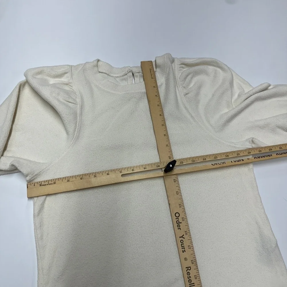 Madewell Shirt Womens XS Cream Brushed Puff Sleeve NG574 Knit Top